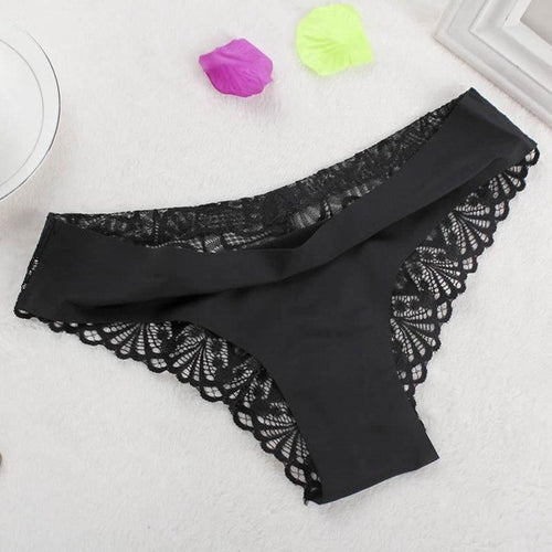 Women Lce Silk Sexy Lace Panties,Ultra-Thin Transparent Solid Sexy 4xl Underwear Women Briefs 2Colors Plus Size XL-XXXXL BL