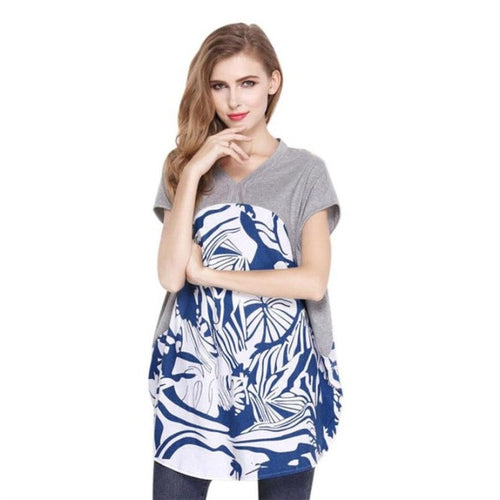 Women Plus Size XL-5XL Loose Batwing Short Sleeve Sexy Casual Loose Ladies Tee Tops V-Neck  T-shirt Women T Shirt #421 BL