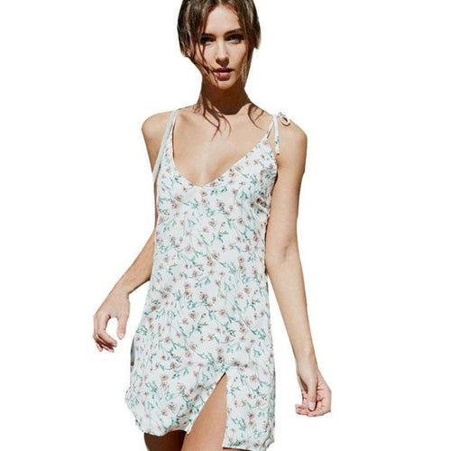 Women Sexy Dress Print Camisole Mini Dress Sleeveless Dress BL