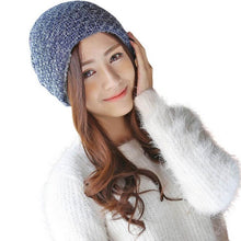 Women   Hats  Inner Warm Beanies Women Knitted Cap Crochet Knitted Hats Cap Female Chapeu Feminino #1129 BL