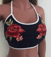 Women   Sexy Tank Tops For Women Bare Midriff Appliques Rose Sleeveless Fitness Tanks & Camis Tops Female #01 BL
