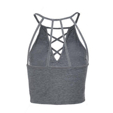 Women  Tank Tops  Sexy Bandage Sleeveless Halterneck Crop Tops Female Solid Backless Vest Short Tank Top Women #63 BL