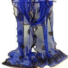 Women Vintage Scarf Lace Gauze Rose Flower Veil Scarves Shawl Wrap BK BL