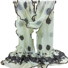 Women Vintage Scarf Lace Gauze Rose Flower Veil Scarves Shawl Wrap BK BL