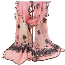 Women Vintage Scarf Lace Gauze Rose Flower Veil Scarves Shawl Wrap BK BL