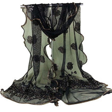Women Vintage Scarf Lace Gauze Rose Flower Veil Scarves Shawl Wrap BK BL