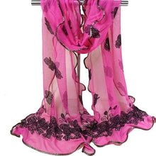 Women Vintage Scarf Lace Gauze Rose Flower Veil Scarves Shawl Wrap BK BL
