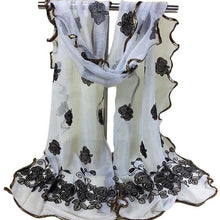 Women Vintage Scarf Lace Gauze Rose Flower Veil Scarves Shawl Wrap BK BL