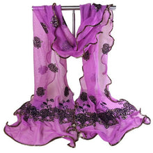 Women Vintage Scarf Lace Gauze Rose Flower Veil Scarves Shawl Wrap BK BL