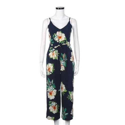 rompers womens jumpsuit Women   V-Neck Floral Print Sling Ladies Jumpsuit Beach Long Pants Jumpsuits Women Clothes #23 BL