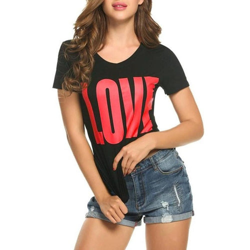 tops tees  ladies short Sleeve Letter Print t shirt women t-shirts Cotton female tshirt poleras de mujer #424 BL